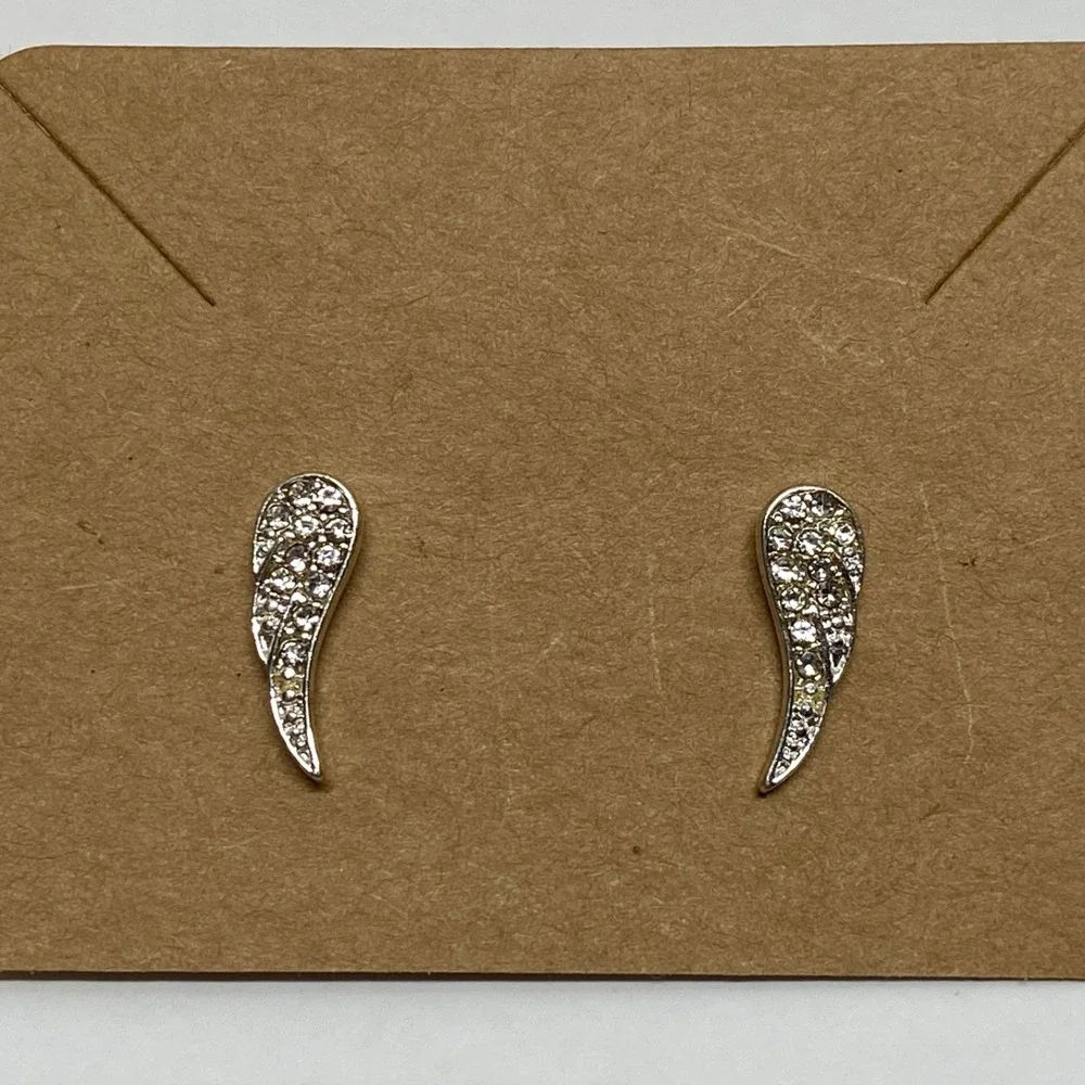 Angel Wing Rhinestone‎ Earrings Lightweight Elegant Fashion Stud Post NWOT